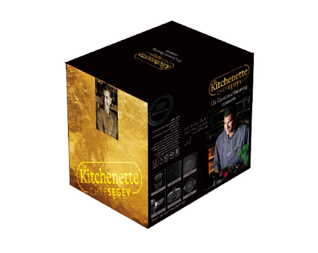 סיר קוסקוס/אידוי מעוצב 13 ליטר בגימור אבן שיש שחור בקוטר 28 מסדרת השף SEGEV