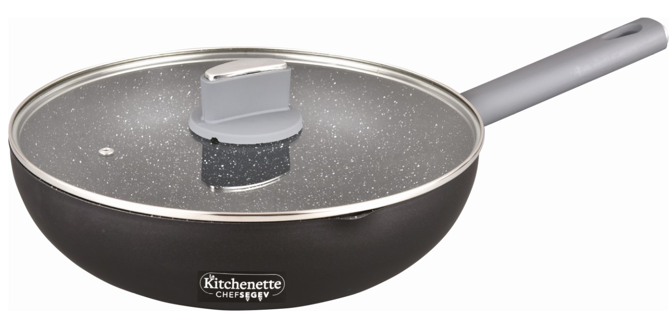מחבת ווק לבישול/טיגון בגודל 30/8.5 ס”מ בנפח 4.6 ליטר מסדרת מילאנו של השף שגב משה