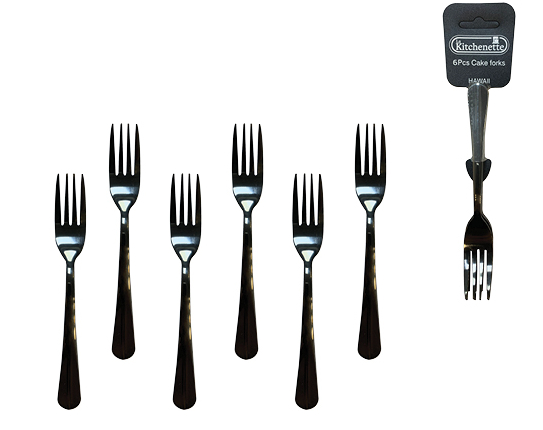 סט 6 מזלגות עוגה HAWAII שחור טיטניום