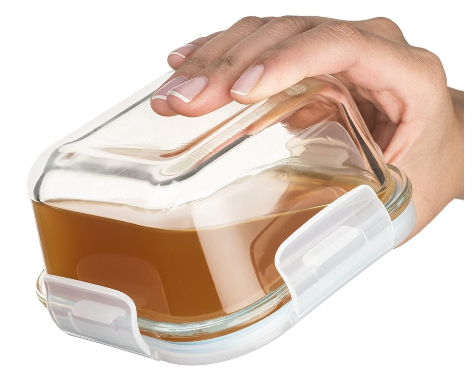 קופסאת אחסון מזכוכית מרובעת בנפח 800 מ”ל