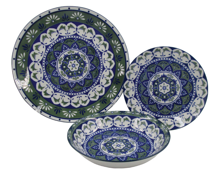 סט 18 צלחות פורצלן סדרת מערכות אוכל בעיצוב מרקש מסדרת השף SEGEV – שלושה צבעים לבחירה