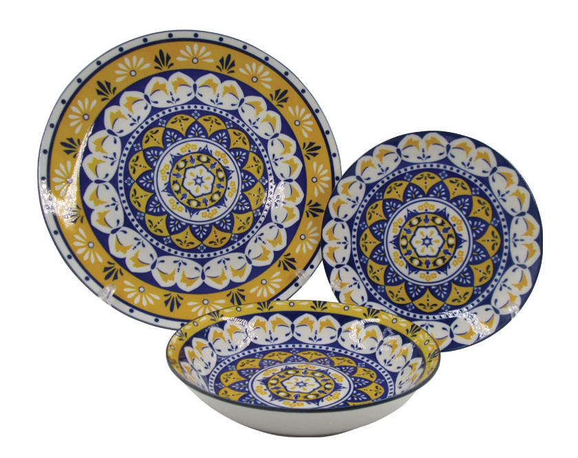 סט 18 צלחות פורצלן סדרת מערכות אוכל בעיצוב מרקש מסדרת השף SEGEV – שלושה צבעים לבחירה