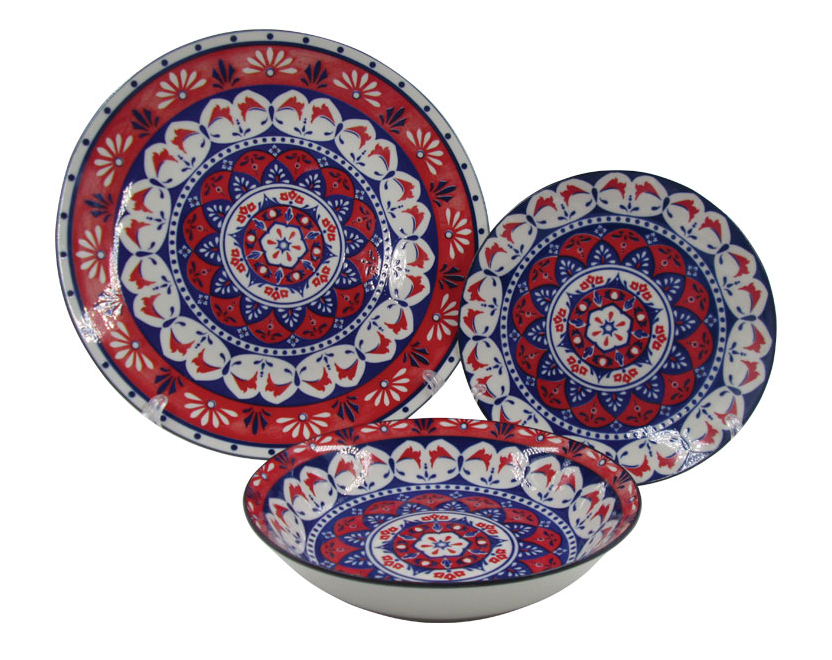 סט 18 צלחות פורצלן סדרת מערכות אוכל בעיצוב מרקש מסדרת השף SEGEV – שלושה צבעים לבחירה